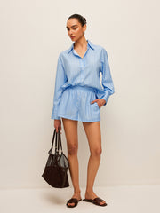 Striped Pockets Button Detail Shorts