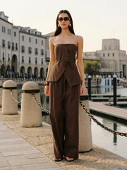 Cotton & Linen Mid-Waist Pants