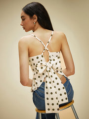 Polka Dot Cross-Back Bow Top