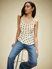 Polka Dot Cross-Back Bow Top