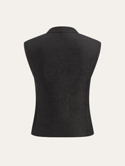 Asymmetrical Pearl Button Vest