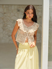 Ruffled Crochet Lace Crop Top