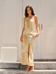 Floral Print High Slit Dress