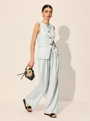 Pockets Sleeveless Tailored Vest