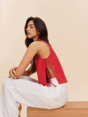 Knit Top With Side Tie Detail