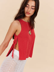 Knit Top With Side Tie Detail