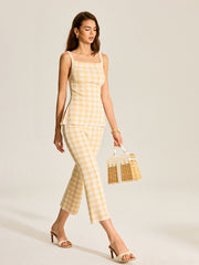 Gingham Print Pants Set