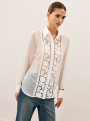 Sheer Lace Detail Blouse