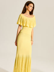 Tulle-Paneled Knitted Skirt