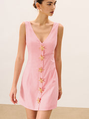 Sleeveless Mini Dress with Starfish Button