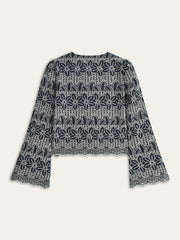 Embroidered Blouse with Tie-Front