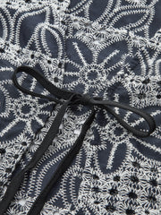 Embroidered Blouse with Tie-Front