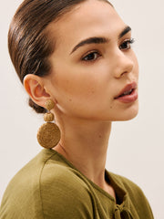 Triple Circle Raffia Drop Earrings