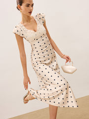Lace Trim Polka Dot Dress