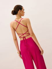 Tie-Back Top and Wide-Leg Pants Set
