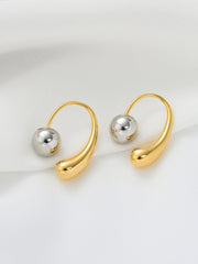 Two-Tone Abstract Curve Ball Earrings