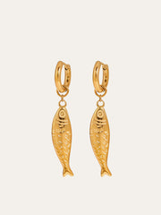 Golden Fish Charm Drop Earrings