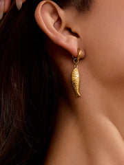 Golden Fish Charm Drop Earrings