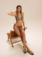 Printed Bikini Set With Golden Detail Rings