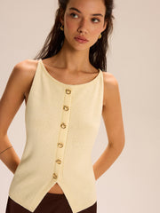 Knit Button-Front Tank Top