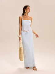 Textured Halter Crop Top and Skirt Set