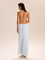 Textured Halter Crop Top and Skirt Set