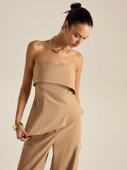Asymmetrical Strapless Pants Set
