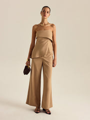 Asymmetrical Strapless Pants Set