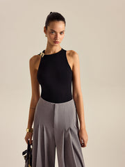 Metal Decor Sleeveless Top