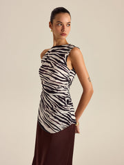 Zebra Print Off-Shoulder Top