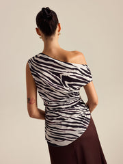 Zebra Print Off-Shoulder Top