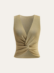Knit Twist-Front Tank Top