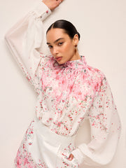 Floral Print Pleated Shorts Set Without Belt