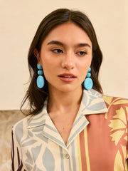 Triple Circle Raffia Drop Earrings