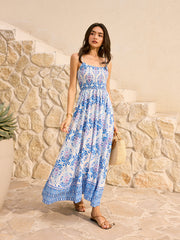 Bohemian Floral Print Maxi Dress