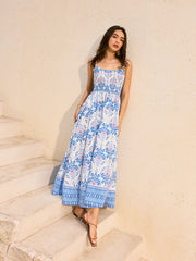 Bohemian Floral Print Maxi Dress