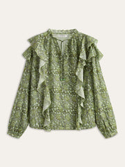 Floral Printed Ruffle Shirt