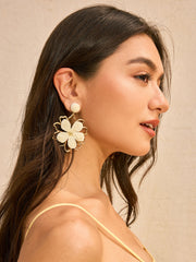 Woven Petal Outline Flower Earrings