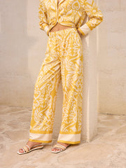 Patterned Mid-Waisted Wide-Leg Pants