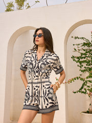 Pocketed Print Jumpsuit