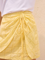 Eyelet Drawstring Mini Skirt