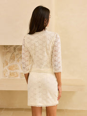 Lace Belted Skirt Set