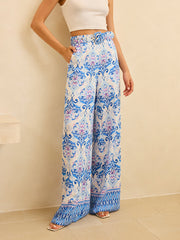 High-Waisted Floral Print Wide-Leg Pants