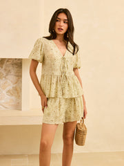 Semi-Sheer Pocketed Floral Shorts