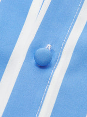 Belted Striped Dress with Puff Sleeves