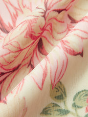 Floral Print Bow Neck Belted Maxi Dress