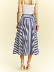 Striped Wrap-Around Midi Skirt