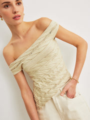 Off-Shoulder Cable Knit Top