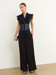 Semi-Sheer Ruffled Blouse