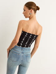 Polka Dot Bow Strapless Top